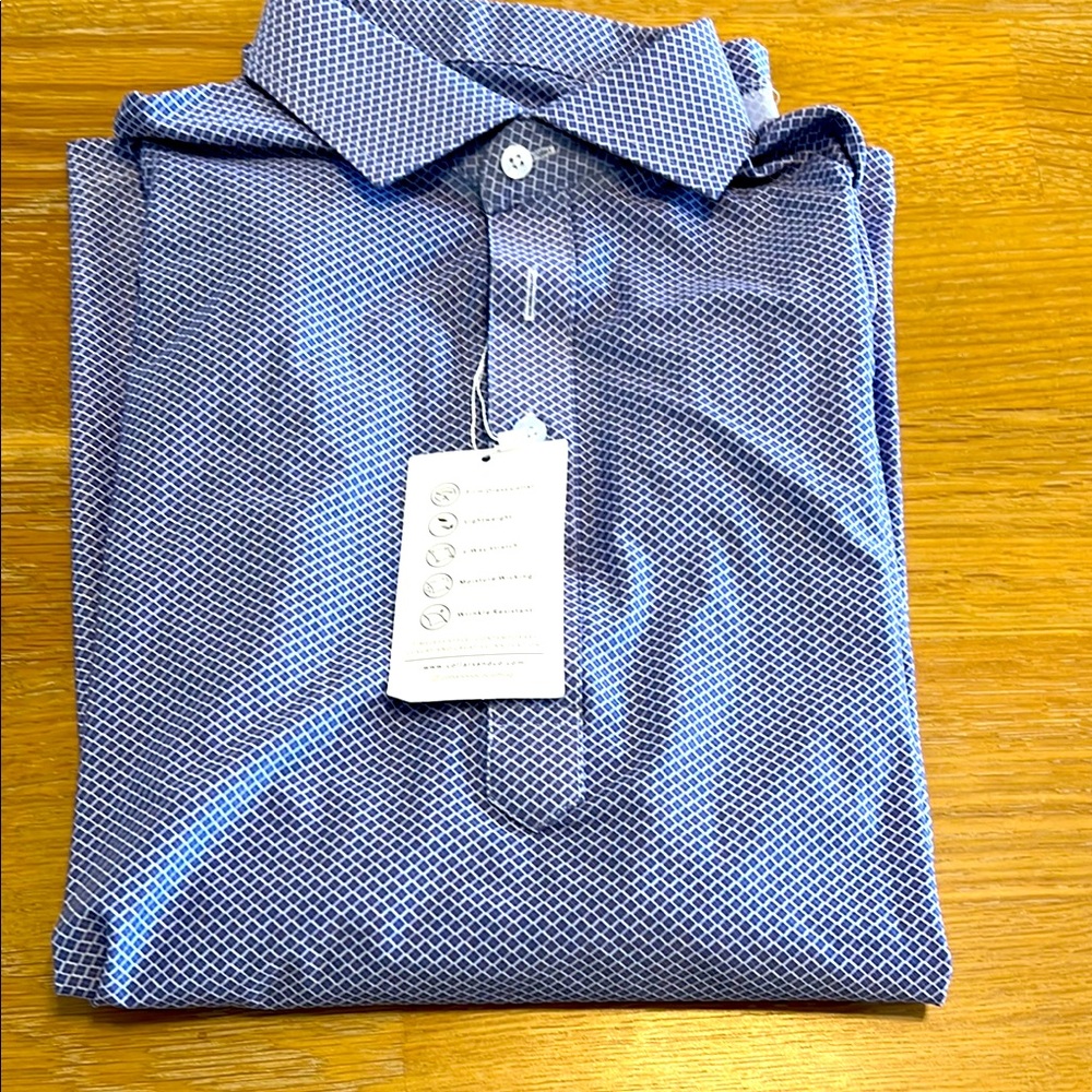 NEW Collars &Co Men's  featherweight Relaxed Small purple white polo Shirt